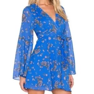 Free People Royal Blue Floral Mini Dress